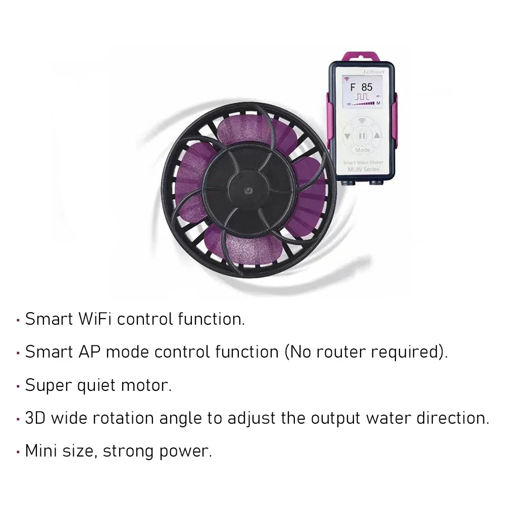 Jebao MLW Series Smart Aquarium Wave Maker – WiFi Flow Pump with LCD Controller for Fish Tanks