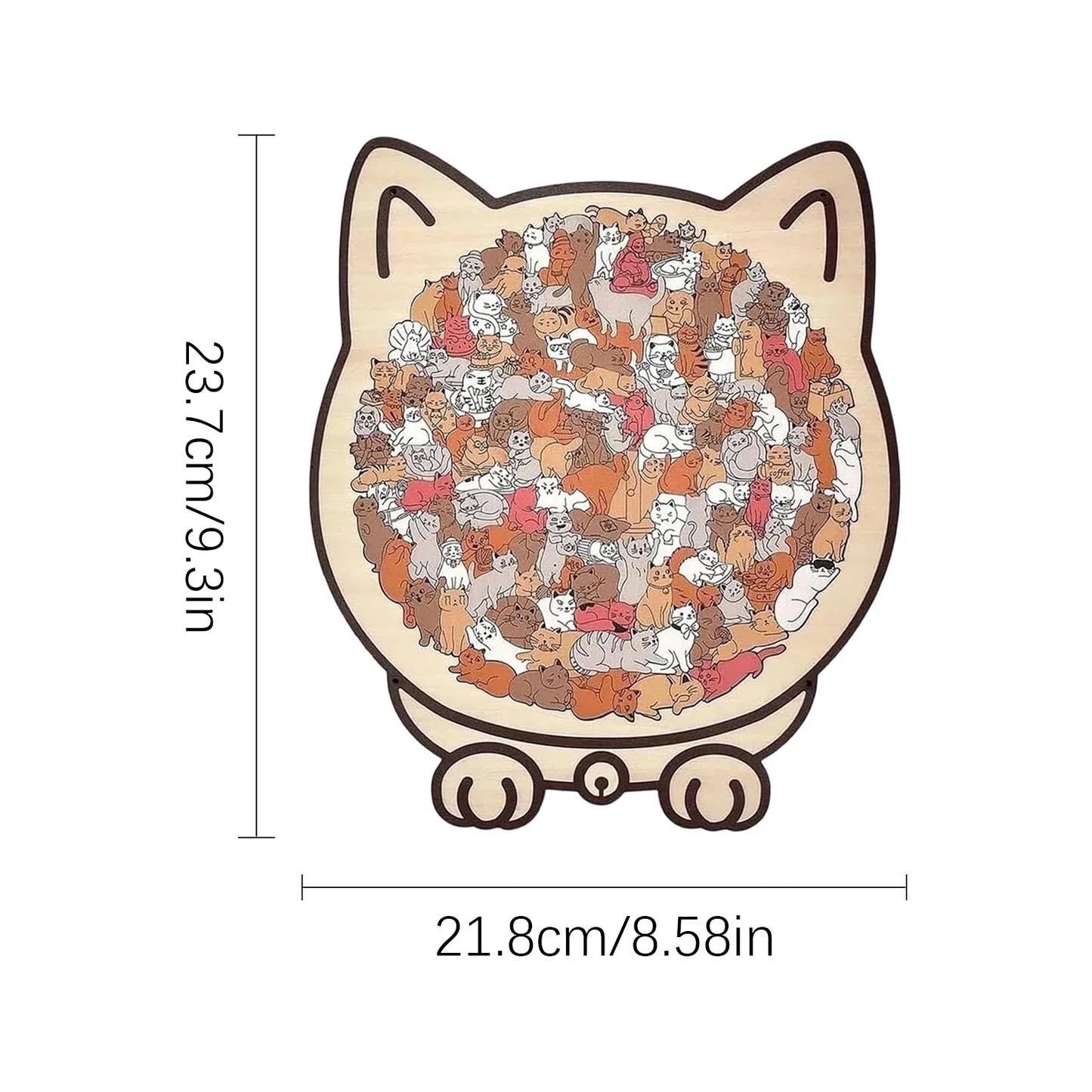 135-Piece Cat-Shaped Wooden Jigsaw Puzzle – Unique Irregular Puzzle Game for Cat Lovers, Birthday & Xmas Gift