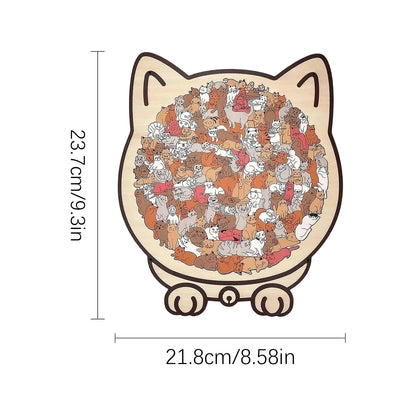 135-Piece Cat-Shaped Wooden Jigsaw Puzzle – Unique Irregular Puzzle Game for Cat Lovers, Birthday & Xmas Gift