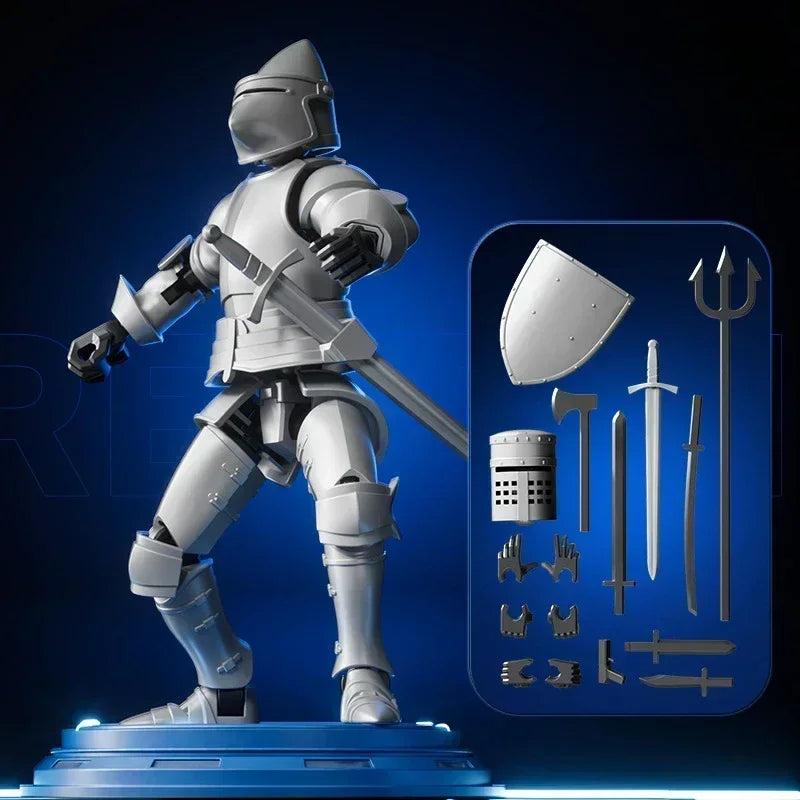Knight Paladin Action Figure – 13-Joint Movable 3D Printed Shapeshift Robot Toy for Kids & Gifts