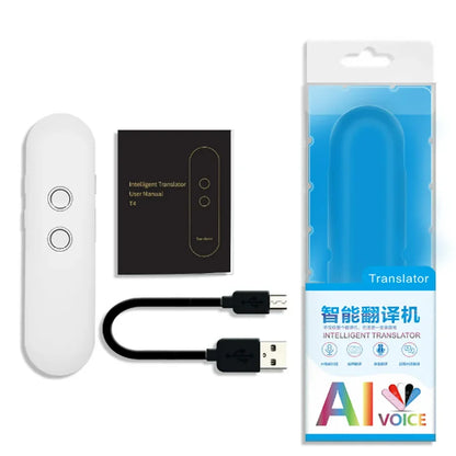 2024 T4 Portable Wireless Smart Translator - Two-Way Instant Voice Translation in 40 Languages, Bluetooth Multi-Language App