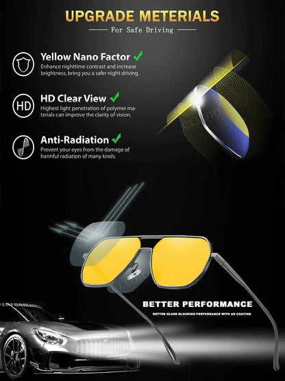 CLLOIO Anti-Glare Day & Night Vision Glasses – Polarized Photochromic UV400 Driving Sunglasses for Men & Women
