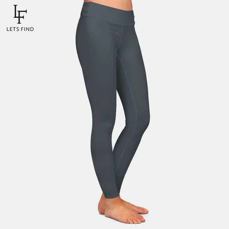 LETSFIND Women’s High Waist Full Leggings – Solid Colors, Black/Blue/Grey/Wine Red, High Elasticity & Comfort Fit
