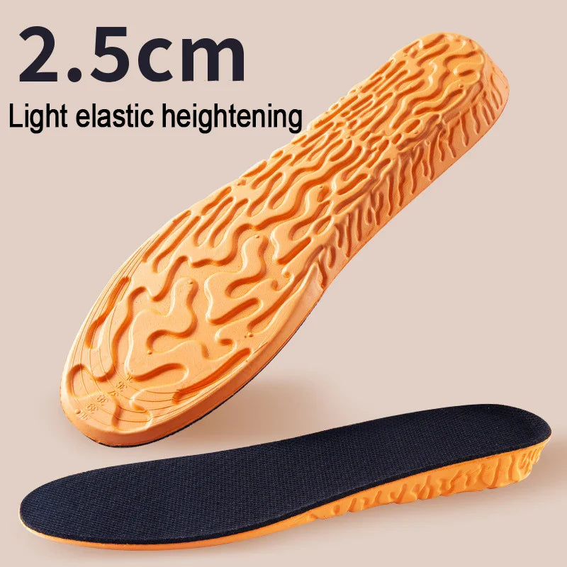 1.5-3.5cm Invisible Height Increase Sport Insoles — Orange EVA Memory Foam Shoe Pads for Men’s Comfort & Foot Care
