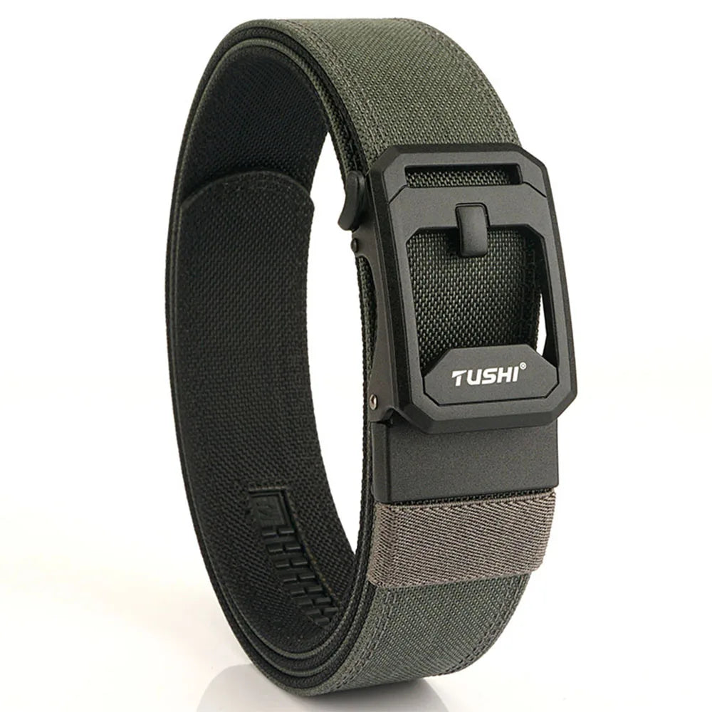TUSHI Men's Military Tactical Belt – Heavy-Duty Sturdy Nylon with Automatic Buckle for Outdoor & Casual Wear