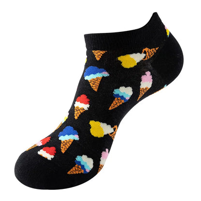 40-Style Colorful Cotton Ankle Socks – Fashion Novelty Short Socks for Men & Women, Funny Animal, Food & Avocado Casual Designs