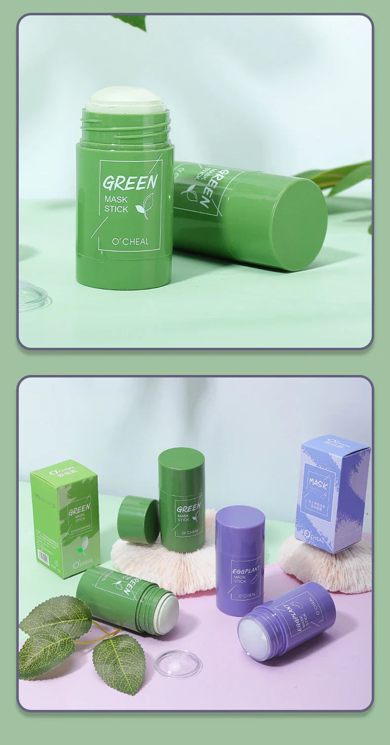 Green Tea & Honey Peach Facial Mask Stick – Pore Cleansing, Moisturizing & Charcoal Mud Mask