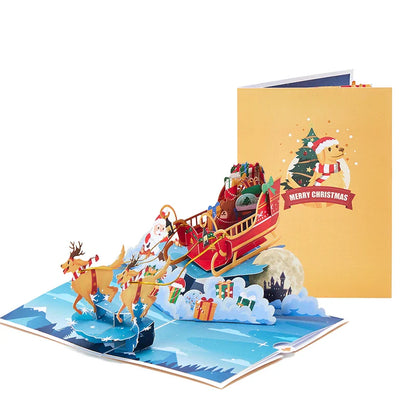 3D Christmas Tree Greeting Card – Cat Xmas Pop-Up Postcard with Envelope