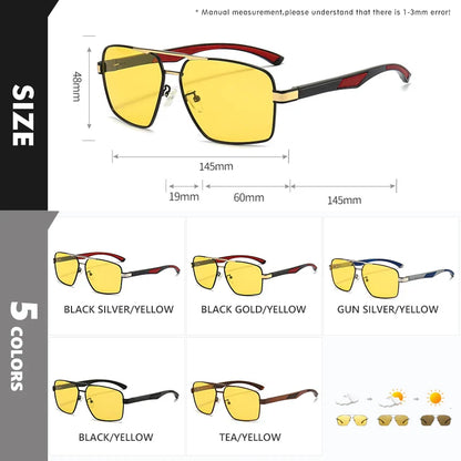 LIOUMO Photochromic Polarized Sunglasses – UV400 Night Vision Driving Glasses for Men & Women
