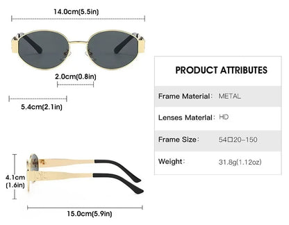 Luxury Metal Brand Sunglasses for Men & Women – Unisex Designer Oval Fashion Eyewear UV400 Shades