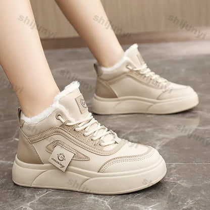 Women’s Chunky Sneakers – Autumn Winter Warm Cotton Plush Platform Fashion Shoes