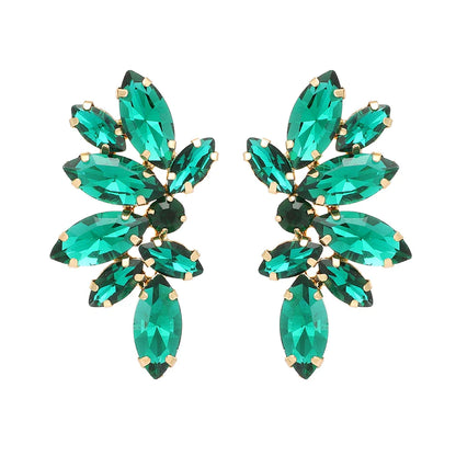 2025 Luxury Green Rhinestone Earrings – Vintage Geometric Wing Statement Jewelry for Women