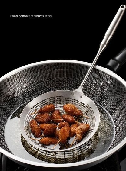 3 Sizes Round 304 Stainless Steel Strainer Set – Long Handle Kitchen Sieves for Hot Pot, Oil Filter & Cooking Tools