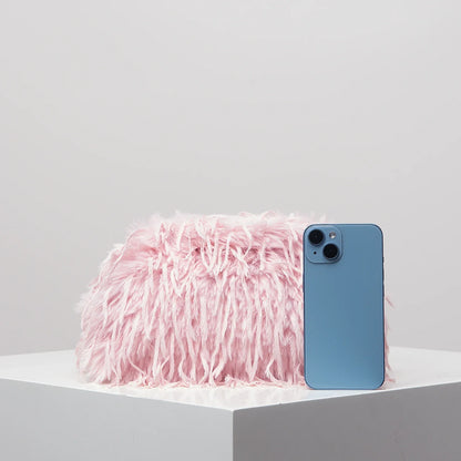 Dopamine Y2K Plush Clutch Bag – Candy-Colored Women's Clip Purse for Dinner or Party Dresses