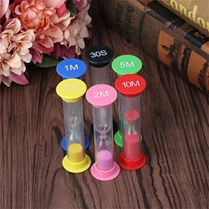 Colorful 6-Piece Plastic Sand Timers Set: Small Hourglasses for Various Time Intervals
