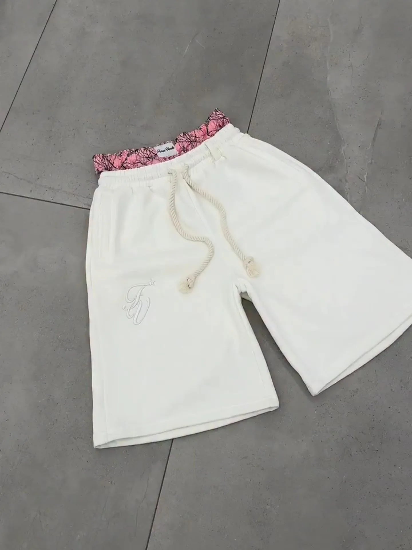 Y2K Double-Waist Embroidered Shorts - Loose American Streetwear Five-Quarter Pants
