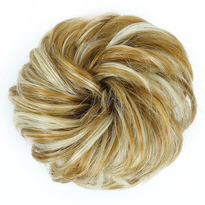 Azqueen Synthetic Messy Bun Chignon – Gray Brown Hair Bun Pad with Elastic Rope & Rubber Band Hair Extensions
