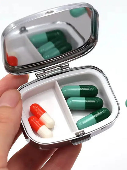 Lucky Catch Sardines Metal Pill Box - Portable 2-Compartment Travel Organizer for Pills & Vitamins