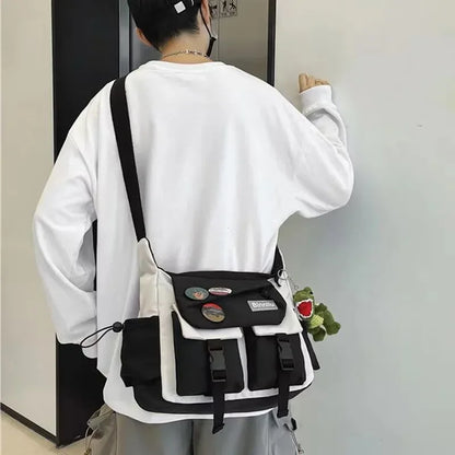 Harajuku Nylon Crossbody Bag – Unisex Messenger Shoulder Bag for Men & Women, School Book Canvas Handbag Youth Travel Sac Bolsa