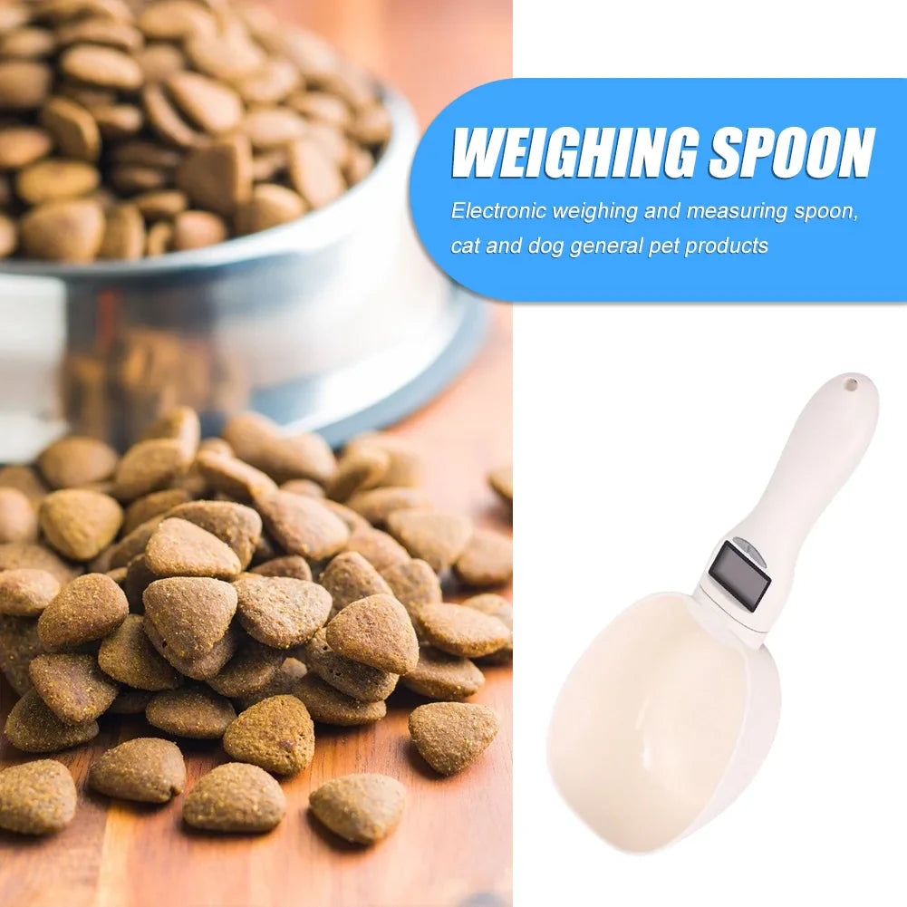 Digital Pet Food Measuring Spoon: Electronic Scale for Dog and Cat Feeding Bowls with Weight and Volume Display