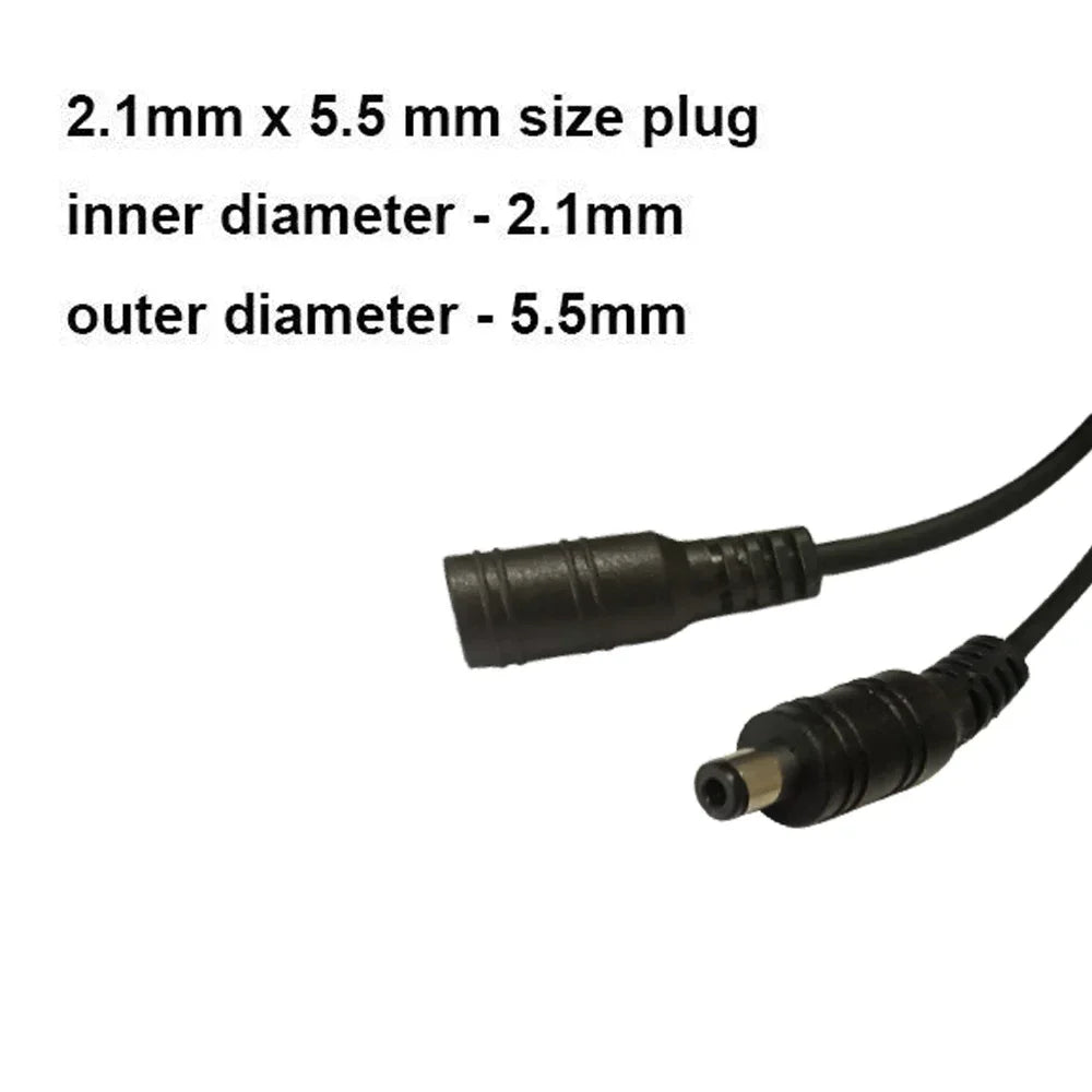 DC Extension Cable - 5.5x2.1mm Female to Male Power Cord for 12V Adapter, LED Strip Lights & Electronic Devices
