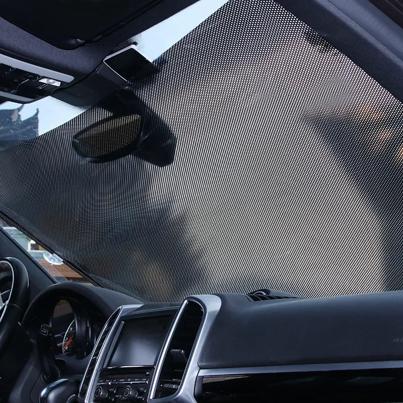 Universal Car Sunshade Curtain: Rear Side Window & Windshield Sun Block - Black Cover with Suction Cups, Essential Car Accessory