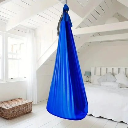 1.5x2.8m Elastic Swing Hammock – Indoor & Outdoor Aerial Yoga Swing with Adjustable Fabric & Hardware for Adults