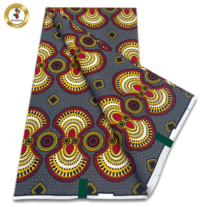 African Real Wax Print Fabric - 100% Cotton Soft Ankara Pagne Material for Dresses