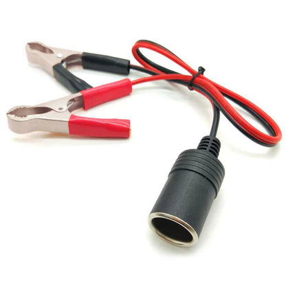 Car Battery Terminal Clip-On Adapter – 12V Cigarette Lighter Power Socket for Camping