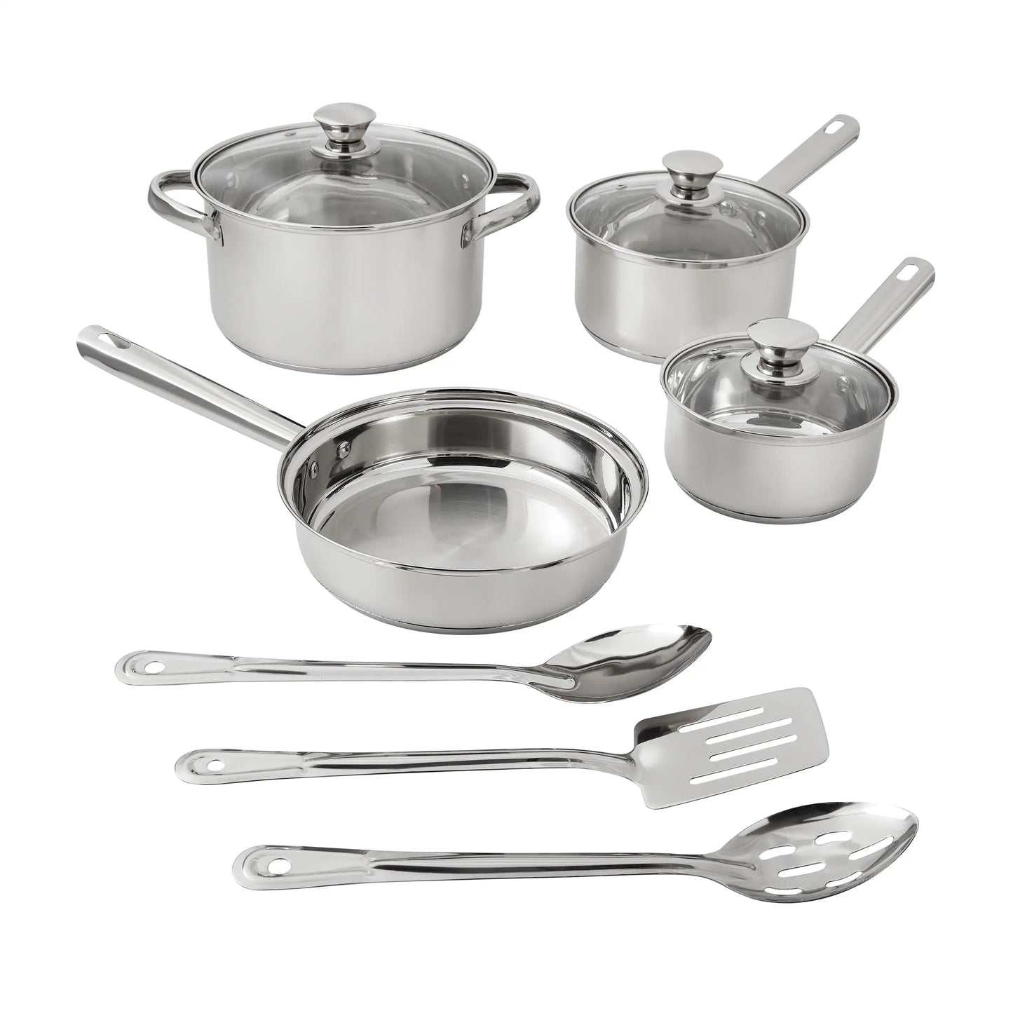 10-Piece Nonstick Stainless Steel Cookware Set – Durable, Stylish Pots & Pans for Everyday Cooking