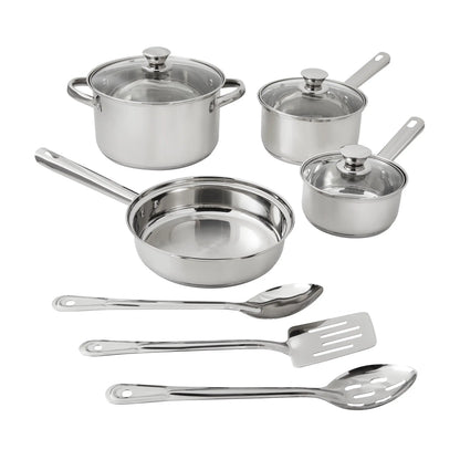10-Piece Nonstick Stainless Steel Cookware Set – Durable, Stylish Pots & Pans for Everyday Cooking