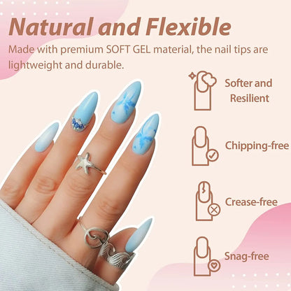 120Pcs Full Cover Press On Nail Tips: Stiletto Almond Square Coffin French False Fake Soak Off Gel Nail Extension Capsules