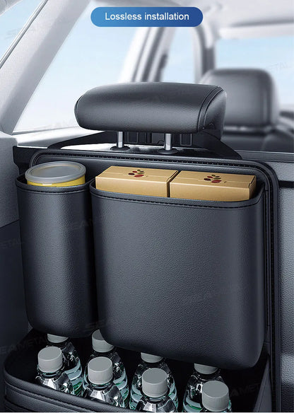 BLALION Car Trunk Leatherette Storage Bag — Detachable High-Capacity Hanging Organizer for Jeep, SUV & Van Seat Backs