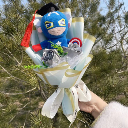 Superhero Plush Dolls — Handmade Spider-Man, Hulk, Superman & Captain America Bouquet Toys, Gift for Boys, Graduation, Christmas & Birthday