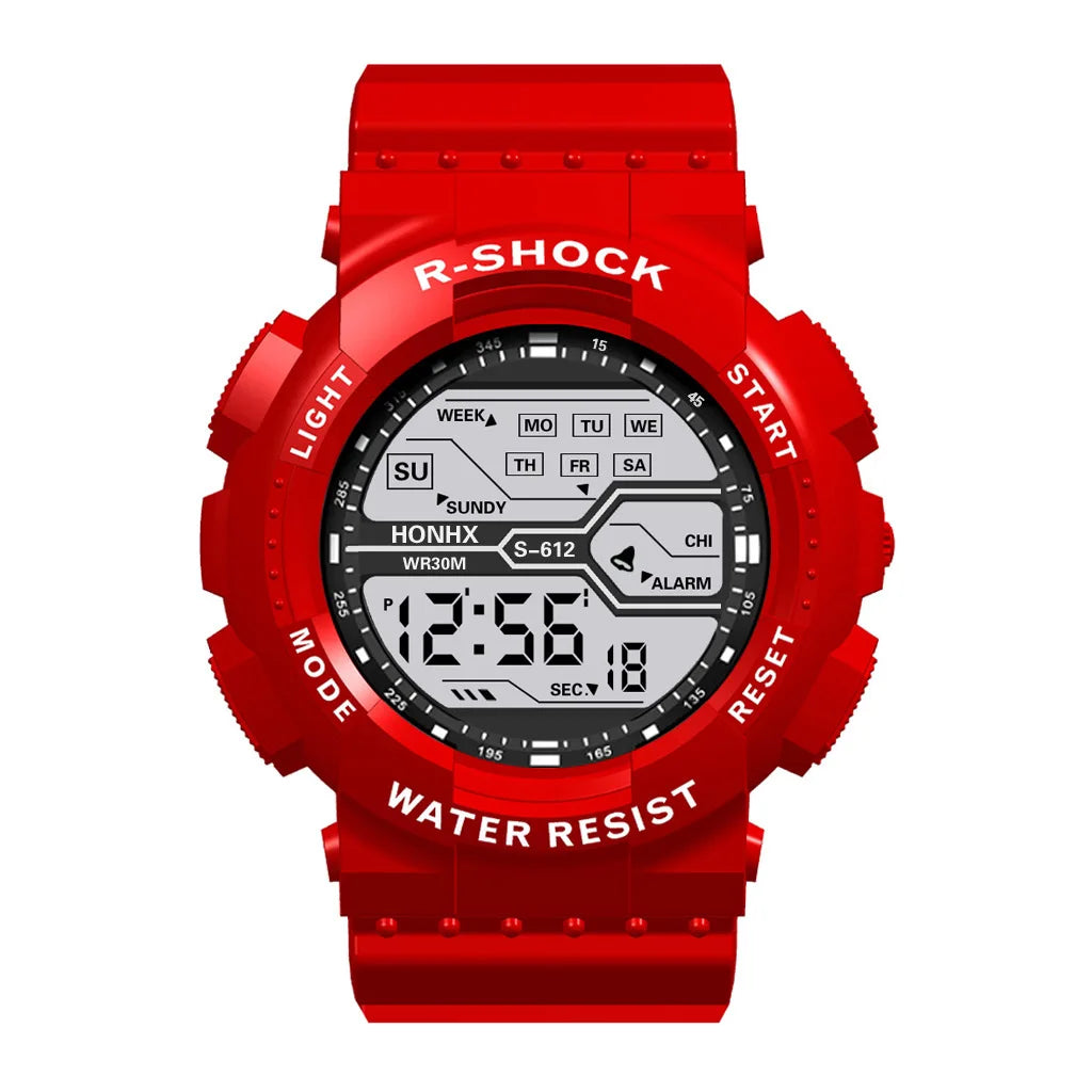 Men's Outdoor Sports Watch – Waterproof LED Military Digital Wristwatch with Luminous Large Screen