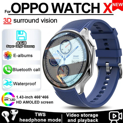 2024 OPPO Watch X Smartwatch — 4G, AMOLED Display, Music & Video, Bluetooth Call, IP68 Waterproof, Compatible with TWS Earphones