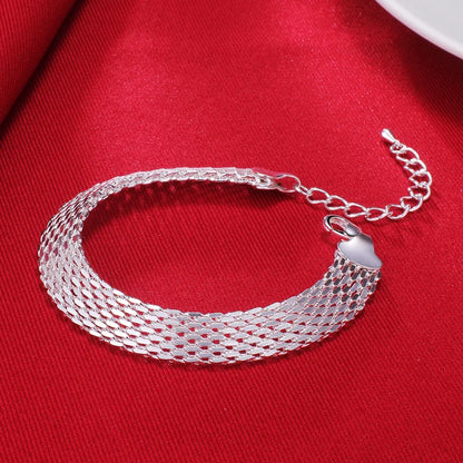 925 Sterling Silver Bracelet for Women – Exquisite Woven Chain Jewelry Gift for Wedding & Christmas