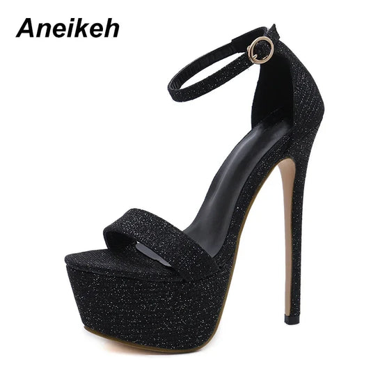 Aneikeh 2026 Sexy Women High Heel Platform Sandals – Summer Party Bling Pumps