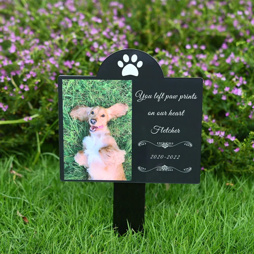Personalized Pet Memorial Stake – Acrylic Grave Marker for Dog & Cat with Photo & Text