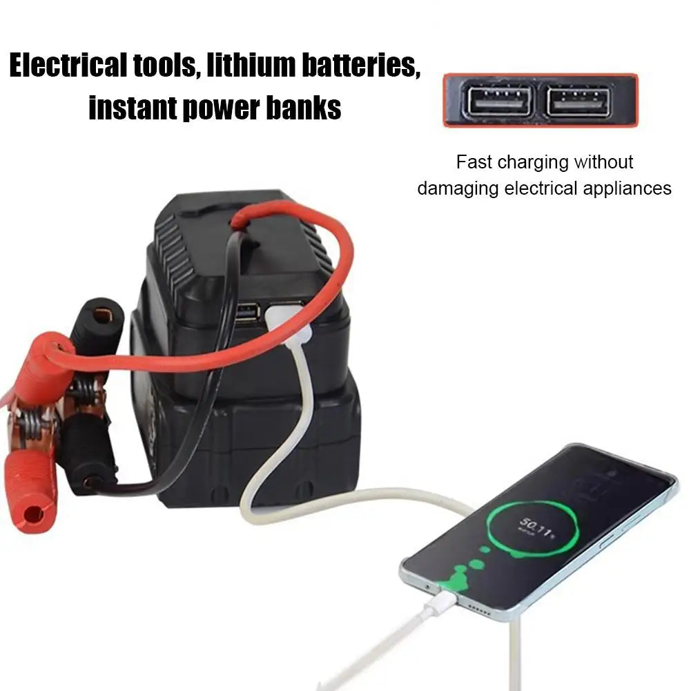 Car Lithium Battery Converter Charger Clip – Jump Starter Booster Cable Adapter for Makita Tools, Emergency Auto Igniter & DIY Power Use