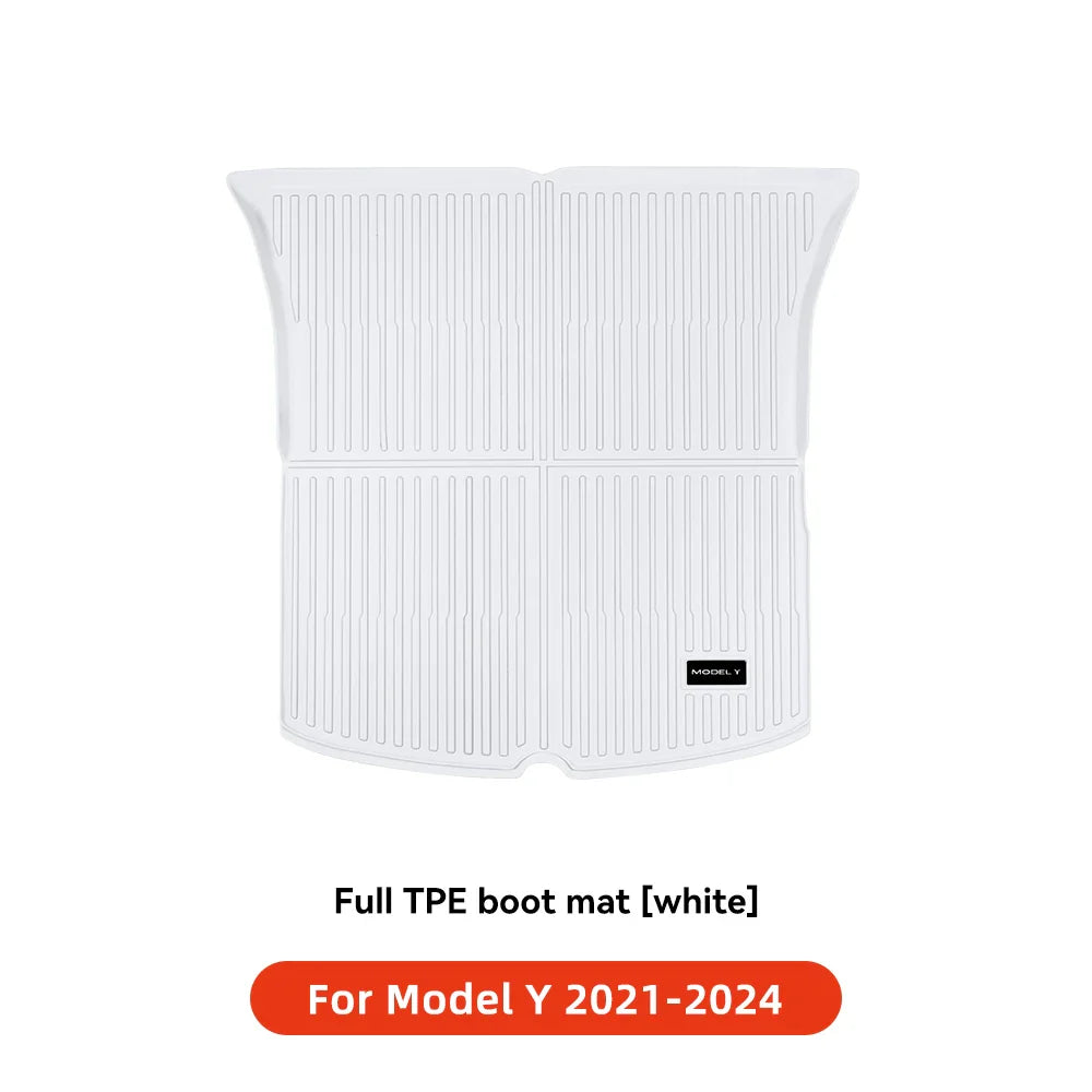 YZ TPE White Foot Pad — Fully-Surrounded Floor Liner for Tesla Model 3 & Model Y (2021–2025) | Waterproof, Non-Slip