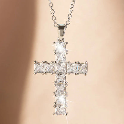Fashion Gold Necklace for Women – Multi-Color Crystal Jesus Cross Pendant, Party & Leisure Jewelry