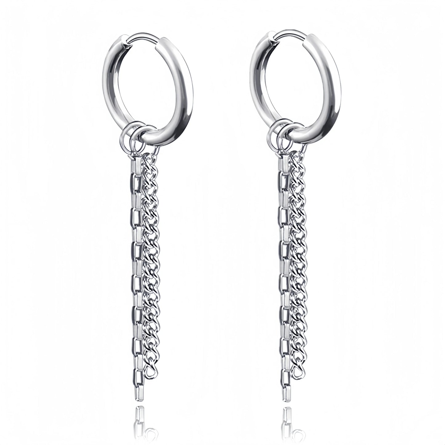 Long Hanging Cross & Leaf Hoop Earrings – Vintage Stainless Steel Hip Hop Unisex Jewelry Accessories