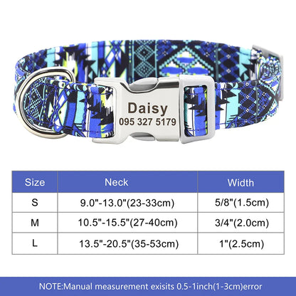 Adjustable Nylon Dog & Cat Collar – Personalized ID Collar with Engraved Name Buckle, Anti-Lost for Small, Medium & Large Pets
