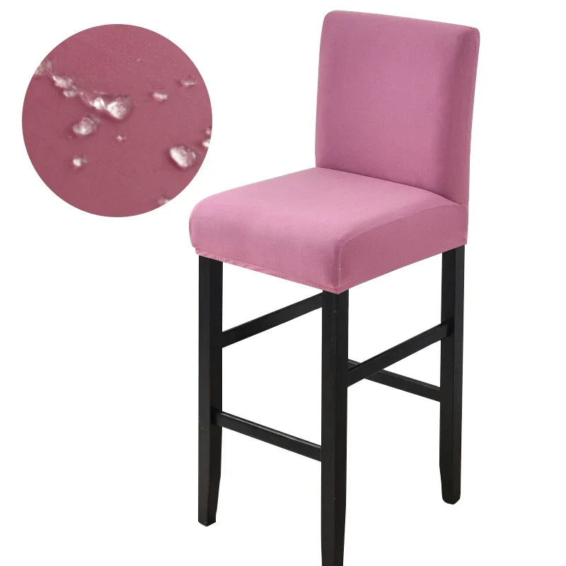 Waterproof Bar Stool Covers - Stretch Short Back Chair Protector Covers for Kitchen Dining Room Cafe Counter Height Seats