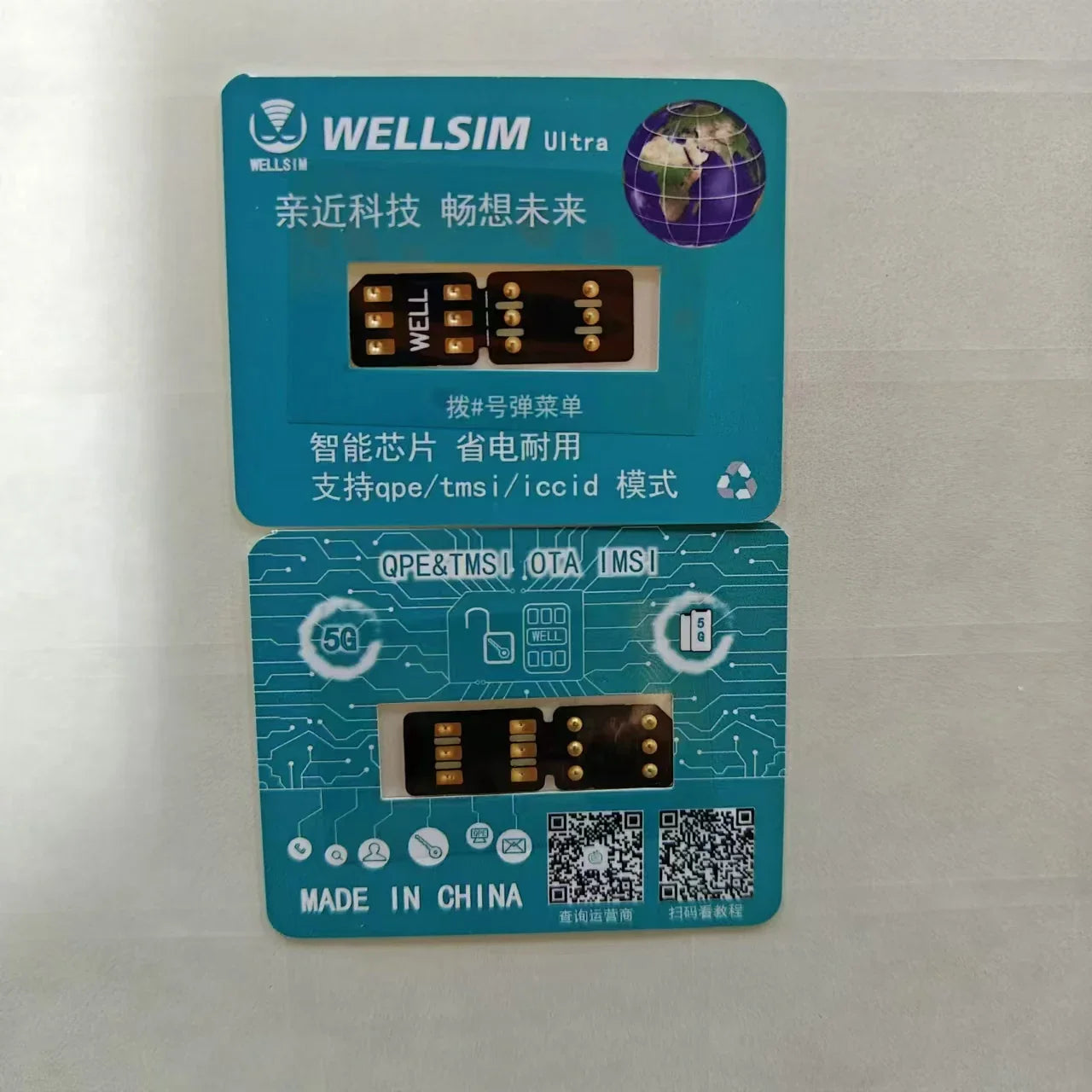 Wellsim Ultra Unlocked Card Stickers – QPE/TMSI/ICCID Modes for iPhone 6-15 Pro Max Smart SIM Adapters