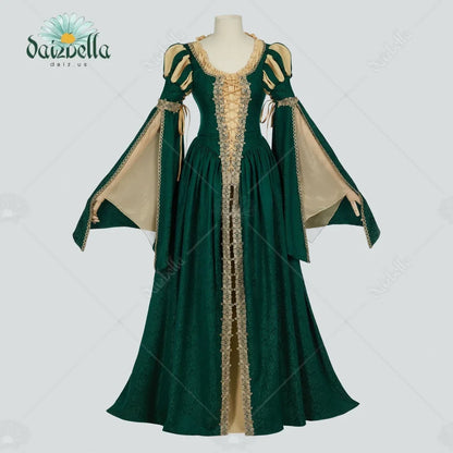 Women’s Renaissance Medieval Dress - Vintage Lace Wide-Sleeve Costume for Renaissance Fairs