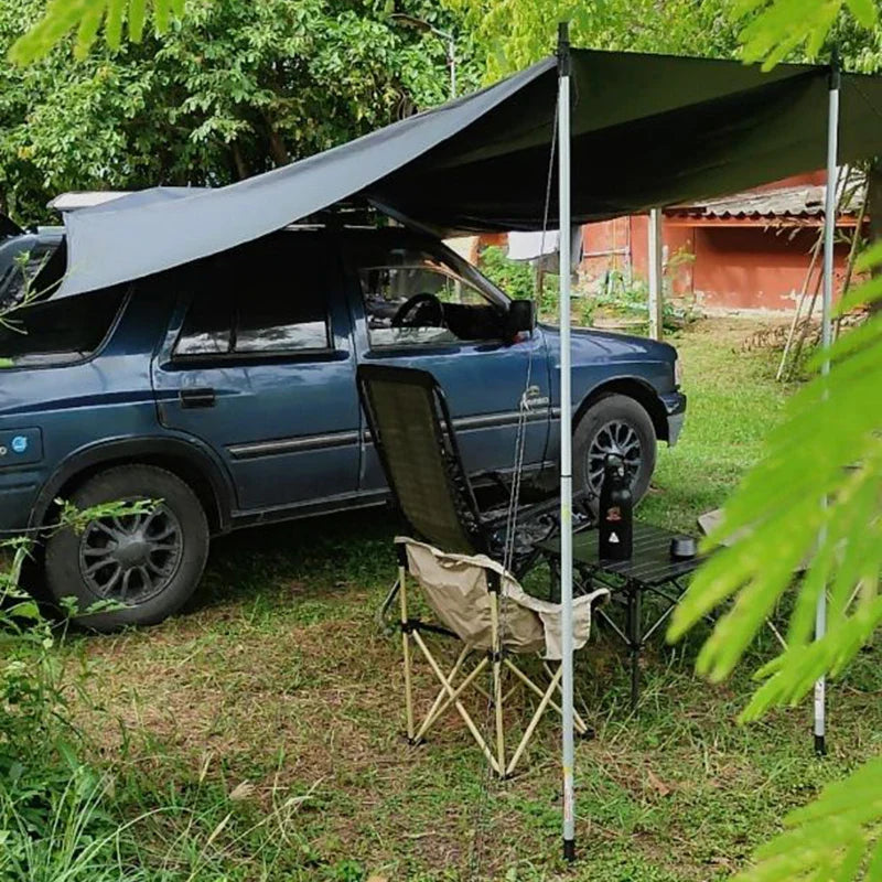 Bat Shape Black Coating Car Side Awning Tarp – 2x3 Waterproof Outdoor Shelter Tent for SUV & Van