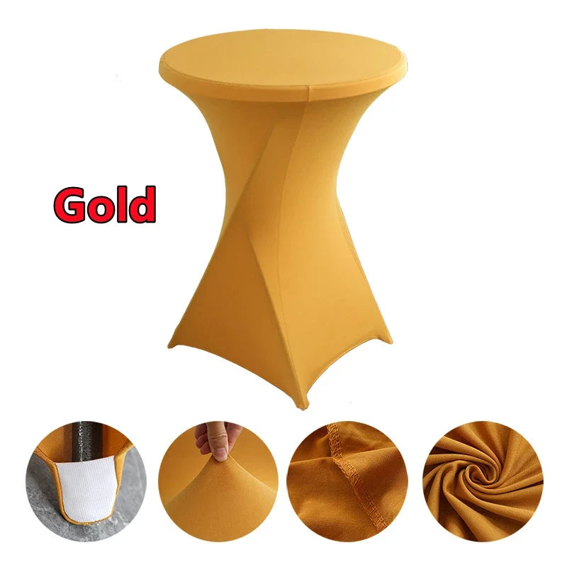 Spandex Round Tablecloth - Stretch Elastic Cocktail Table Cover for Wedding, Party, Hotel & Event Decor