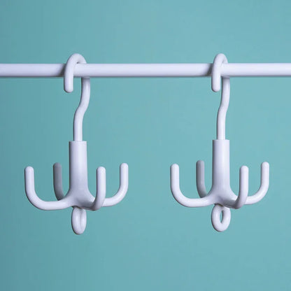 4-Claw Rotating Hook — Punch-Free Plastic Hanger for Bags, Scarves, Coats & Hats